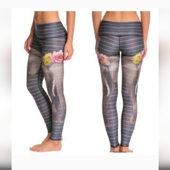 Teeki Gray Love The Elephant Leggings XS - Picture 1 of 7